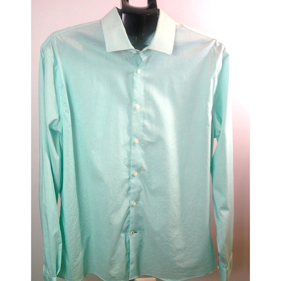 Tommy Hilfiger Men's Large Button-down Teal Collared Dress Shirt 34x35 16 1/2 - Picture 1 of 7